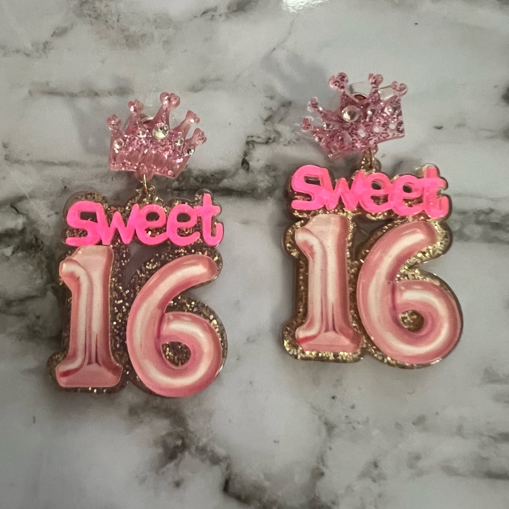 Sweet 16 Princess Acrylic/Resin Earrings